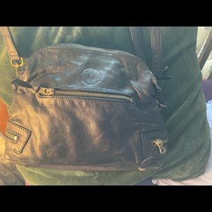 Wanderers Travel Co. Black Leather Manhattan Crossbody and Matching Coin Purse.